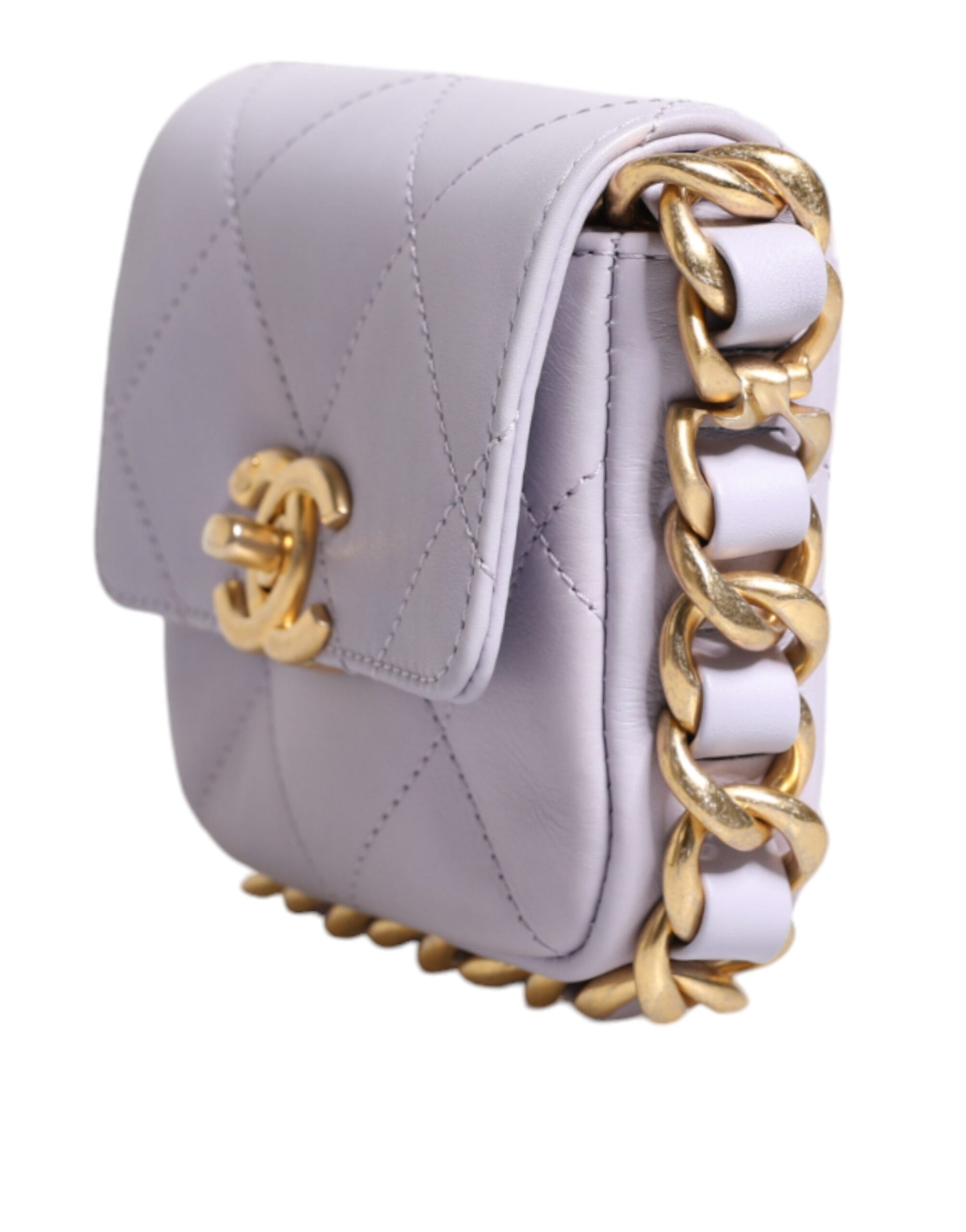 Chanel Light Lilac Leather Chain Strap Mini Crossbody Bag