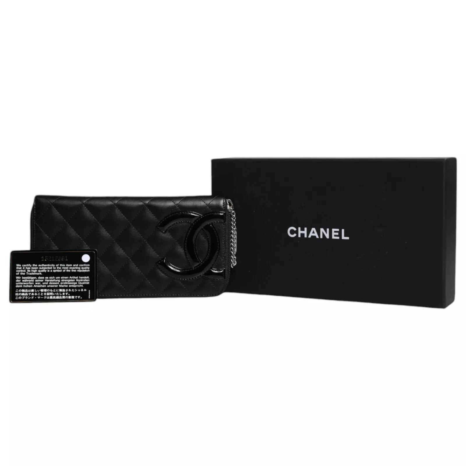 Chanel Black Quilted Leather Continental Zip Wallet