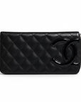 Chanel Black Quilted Leather Continental Zip Wallet