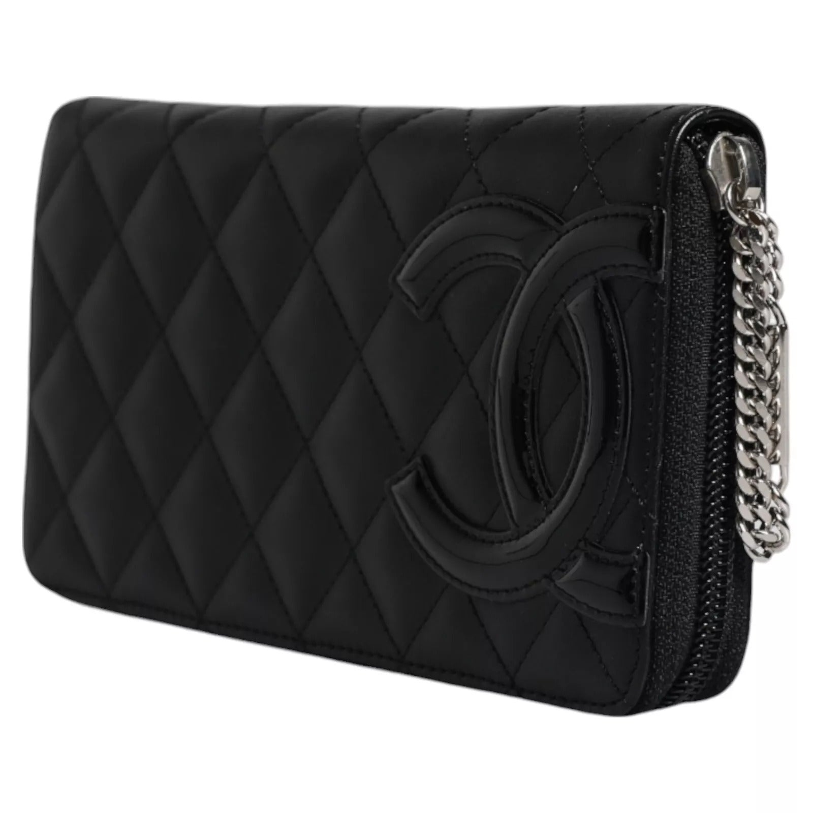 Chanel Black Quilted Leather Continental Zip Wallet