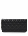 Chanel Black Quilted Leather Continental Zip Wallet