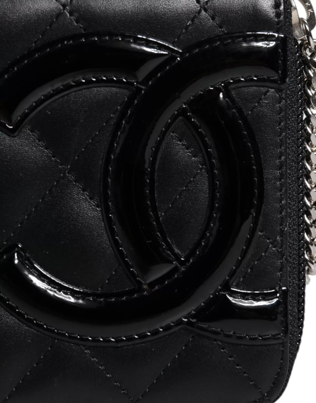Chanel Black Quilted Leather Continental Zip Wallet