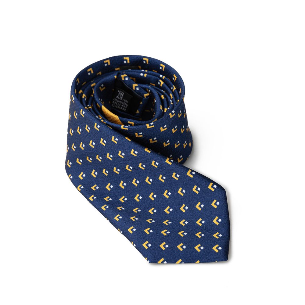 Giorgio Armani Geometric Blue Silk Suit Tie
