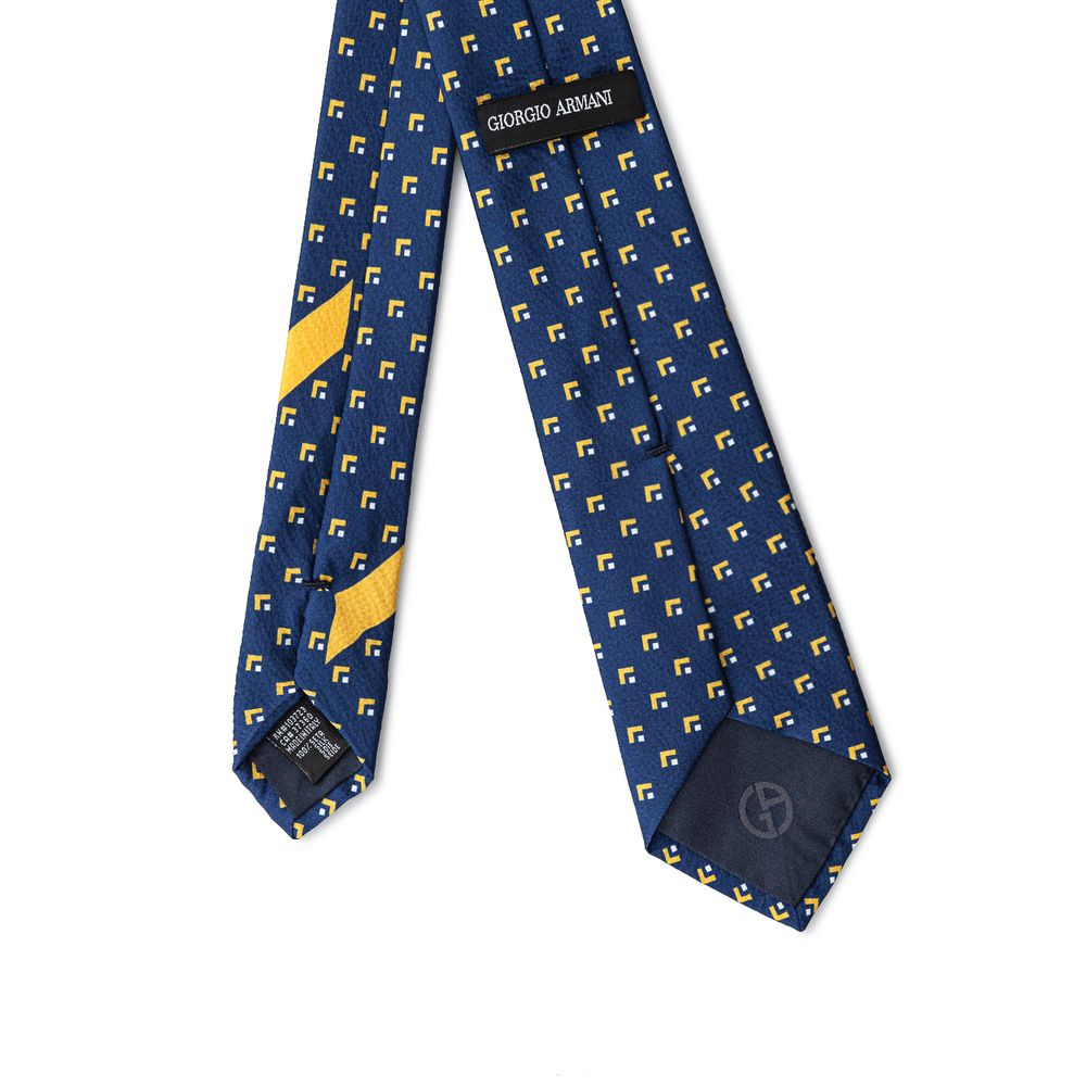 Giorgio Armani Geometric Blue Silk Suit Tie
