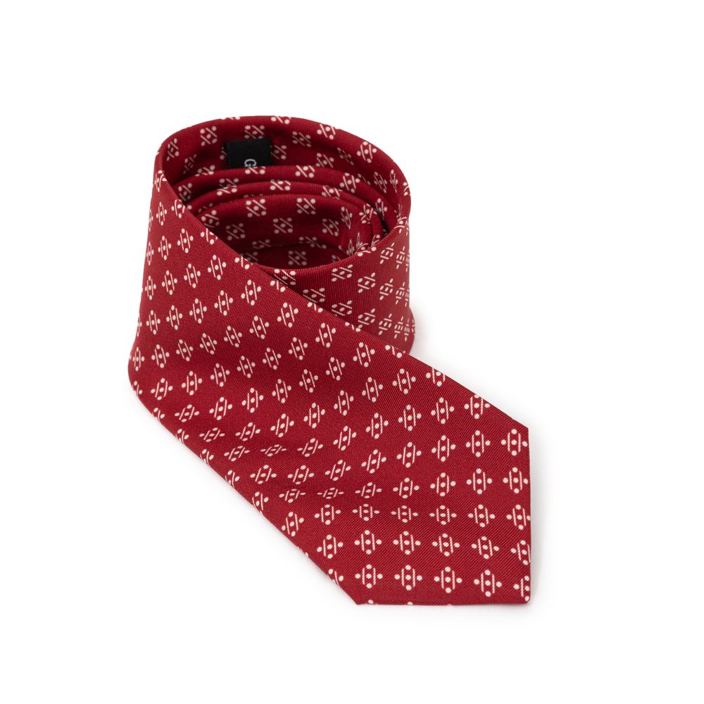 Giorgio Armani Geometric Red Silk Suit Tie