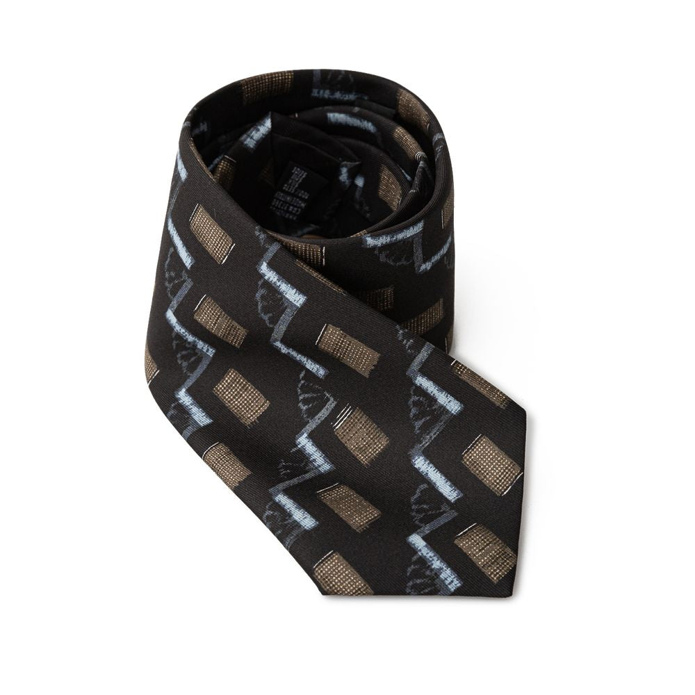 Giorgio Armani Geometric Black Silk Suit Tie