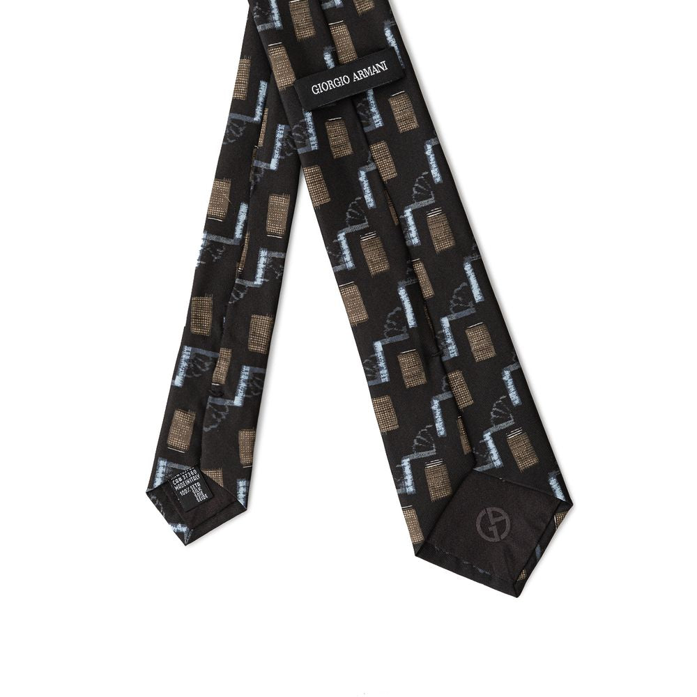Giorgio Armani Geometric Black Silk Suit Tie