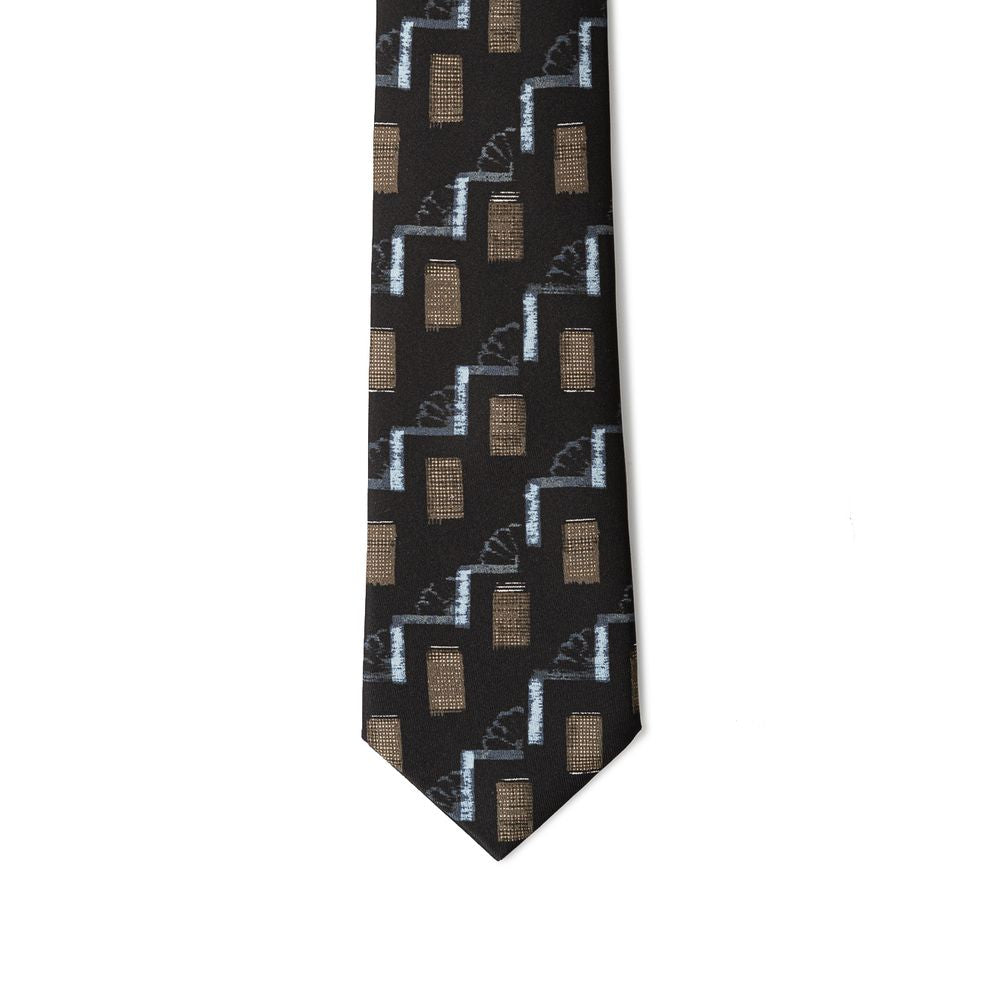 Giorgio Armani Geometric Black Silk Suit Tie