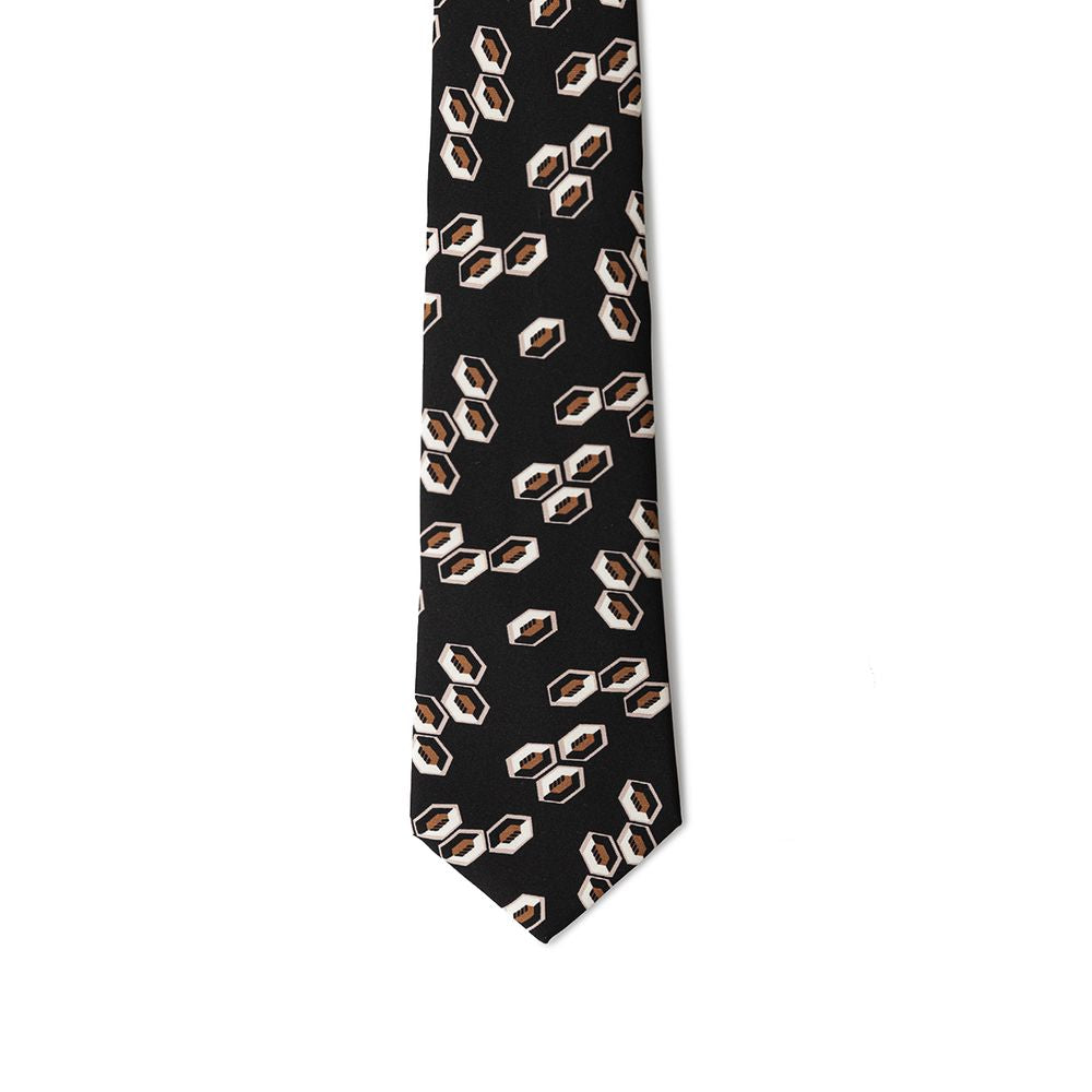 Giorgio Armani Geometric Black Silk Suit Tie