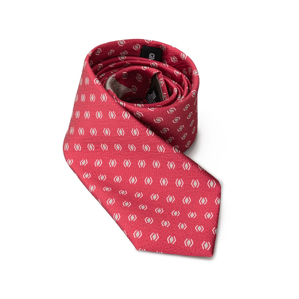 Giorgio Armani Red Silk Geometric Suit Tie