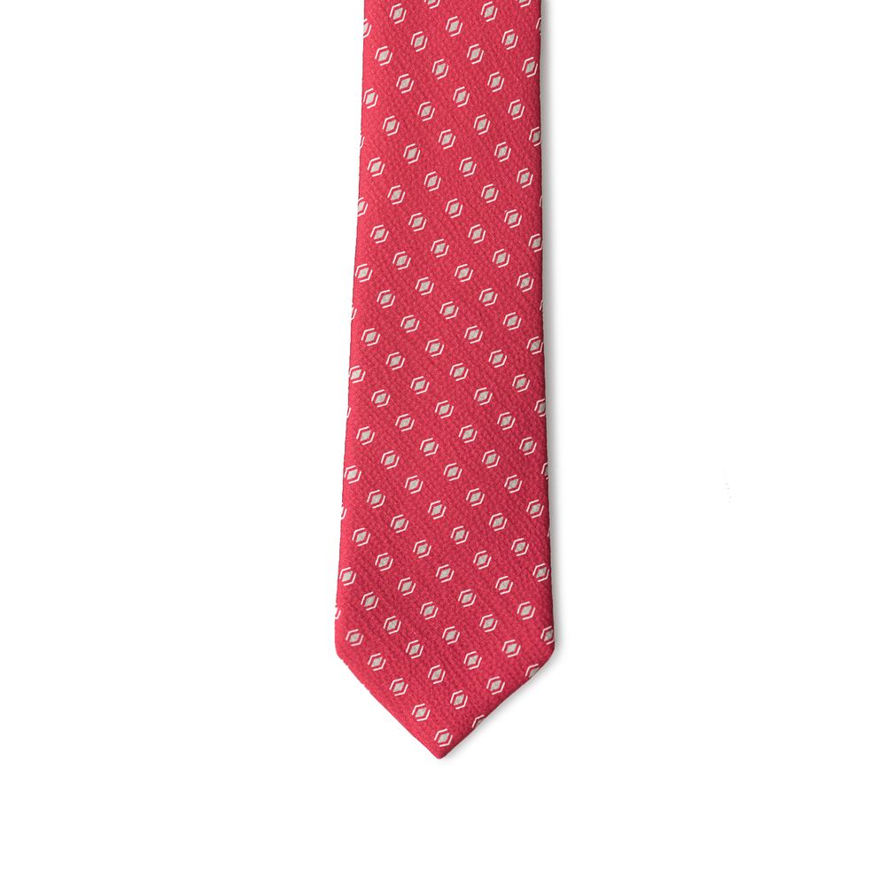Giorgio Armani Red Silk Geometric Suit Tie