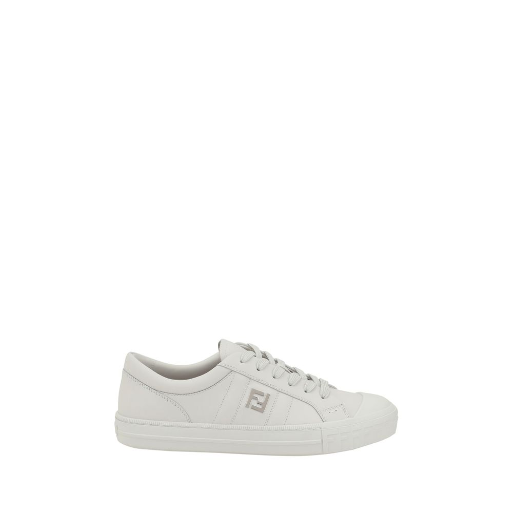 Fendi All White Leather Low Top Sneakers