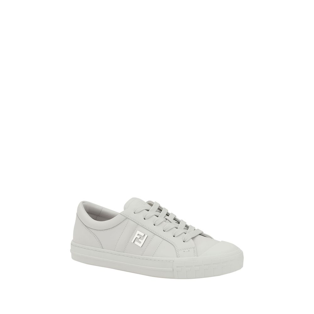 Fendi All White Leather Low Top Sneakers