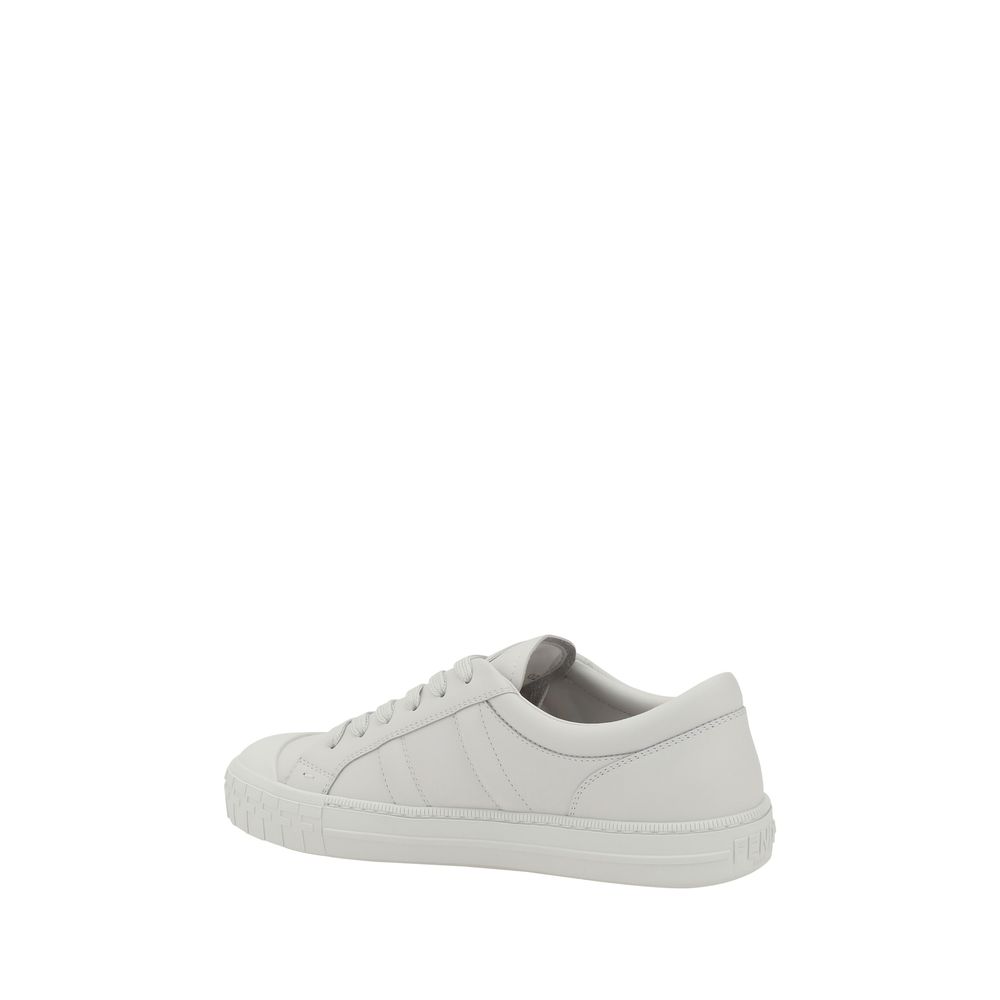 Fendi All White Leather Low Top Sneakers