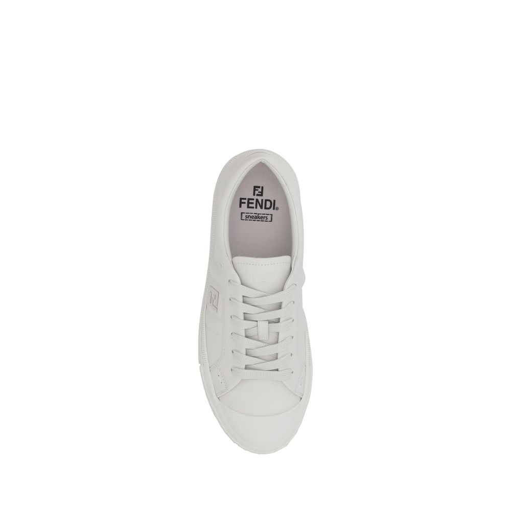 Fendi All White Leather Low Top Sneakers