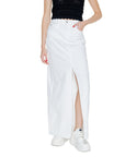 Tommy Hilfiger Jeans Logo Middle Slit White Denim Midi Skirt