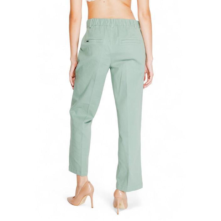 Street One Turquoise Green Straight Leg Ankle Cut Pants Cotton-Rich 