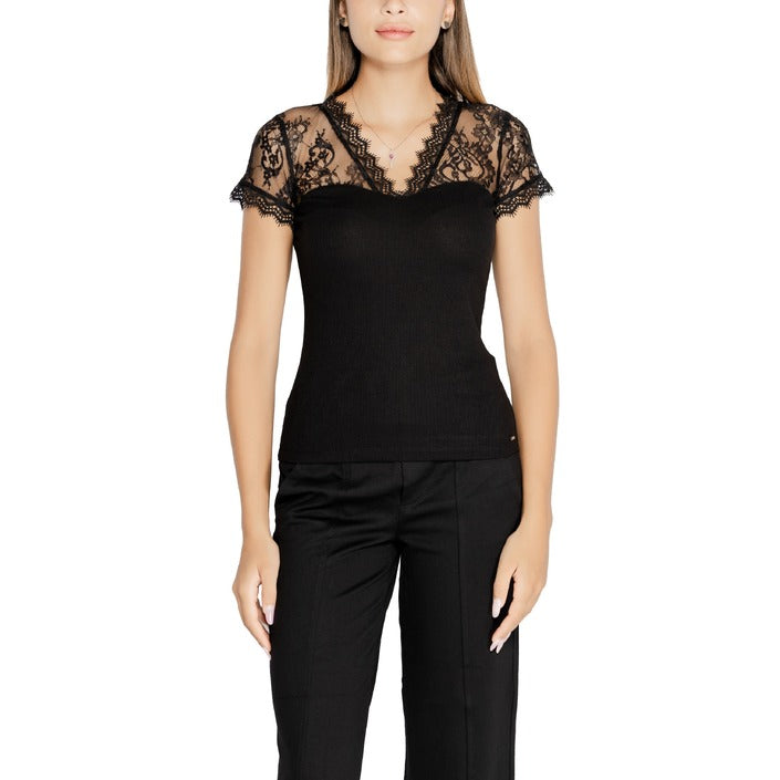 Morgan De Toi Black Lace Sleeve Top