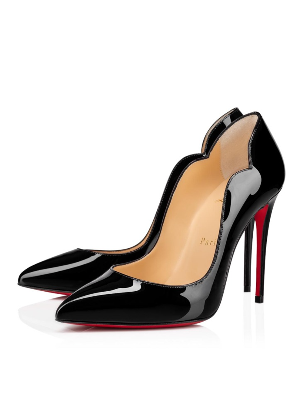 Christian Louboutin Black Patent Leather Hot Chick Pumps Stiletto Heels