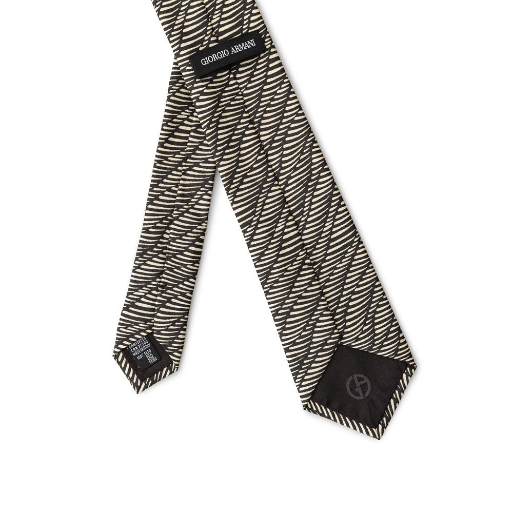 Giorgio Armani Geometric Black White Silk Suit Tie