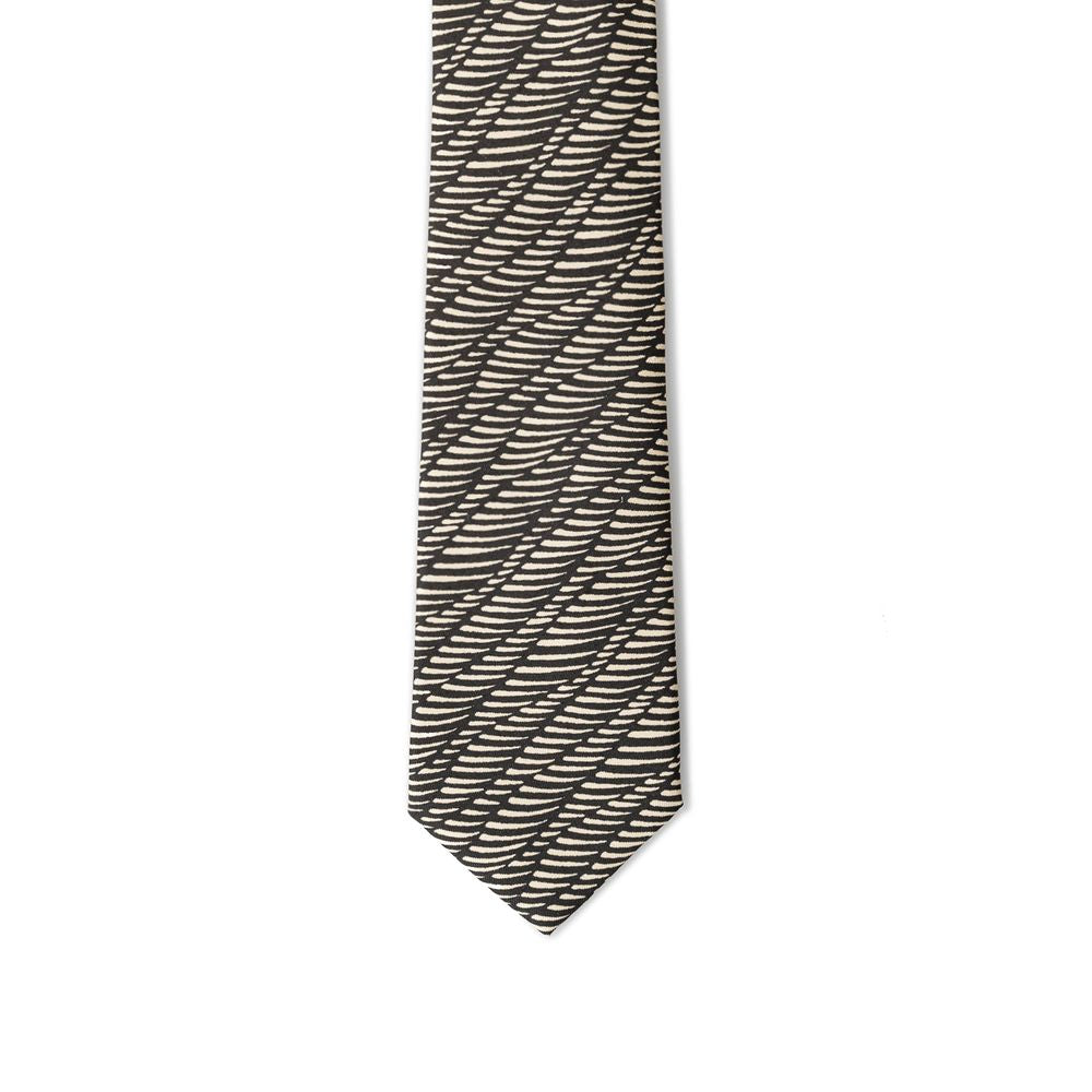Giorgio Armani Geometric Black White Silk Suit Tie