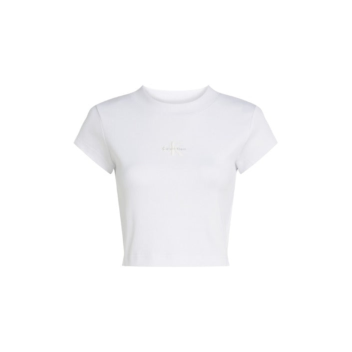 Calvin Klein Jeans  Logo Cotton Stretch Cropped T-Shirt