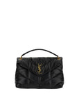 YSL Black Leather Quilted Toy Puffer Lou Lou Medium Shoulder Bag