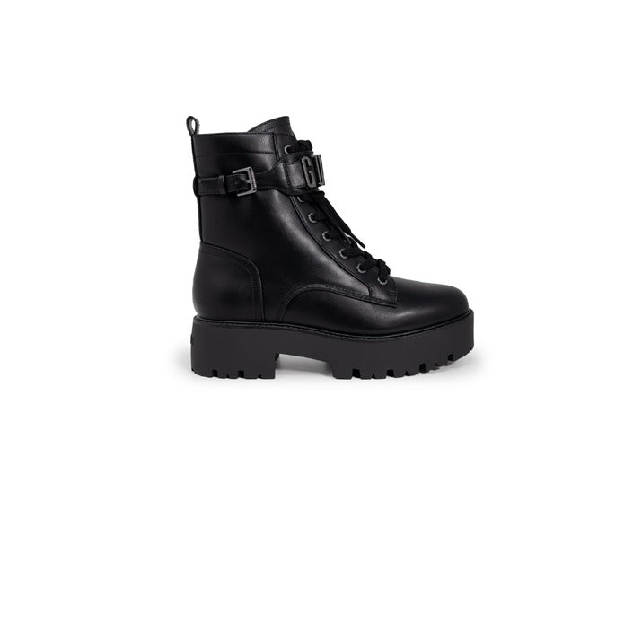 Guess Logo Vegan Leather Buckle & Lace-Up Boots