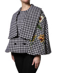 Dolce & Gabbana Blooms & Houndstooth Cape Coat
