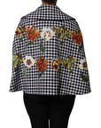 Dolce & Gabbana Blooms & Houndstooth Cape Coat