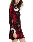 Desigual Black & Red Floral Winter Mini Dress