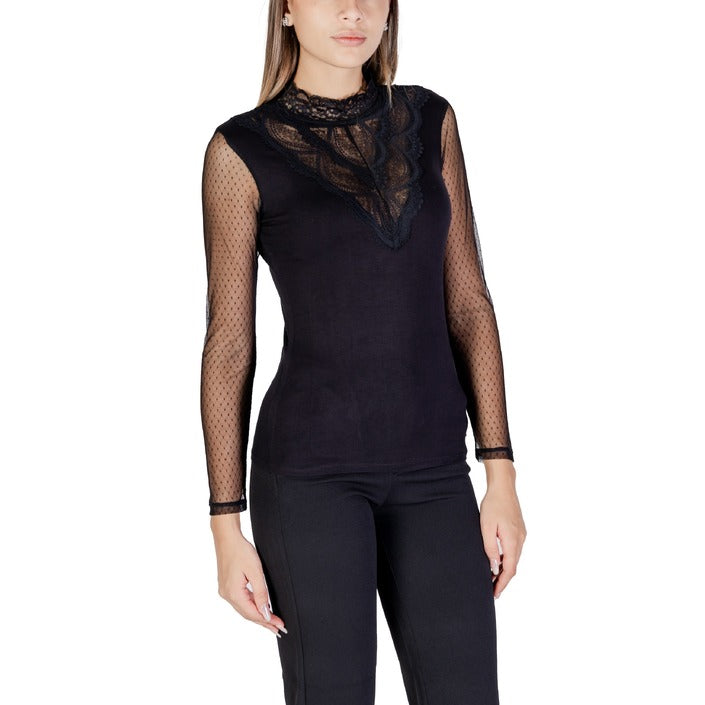 Morgan De Toi Black Lace Long Sleeve Top