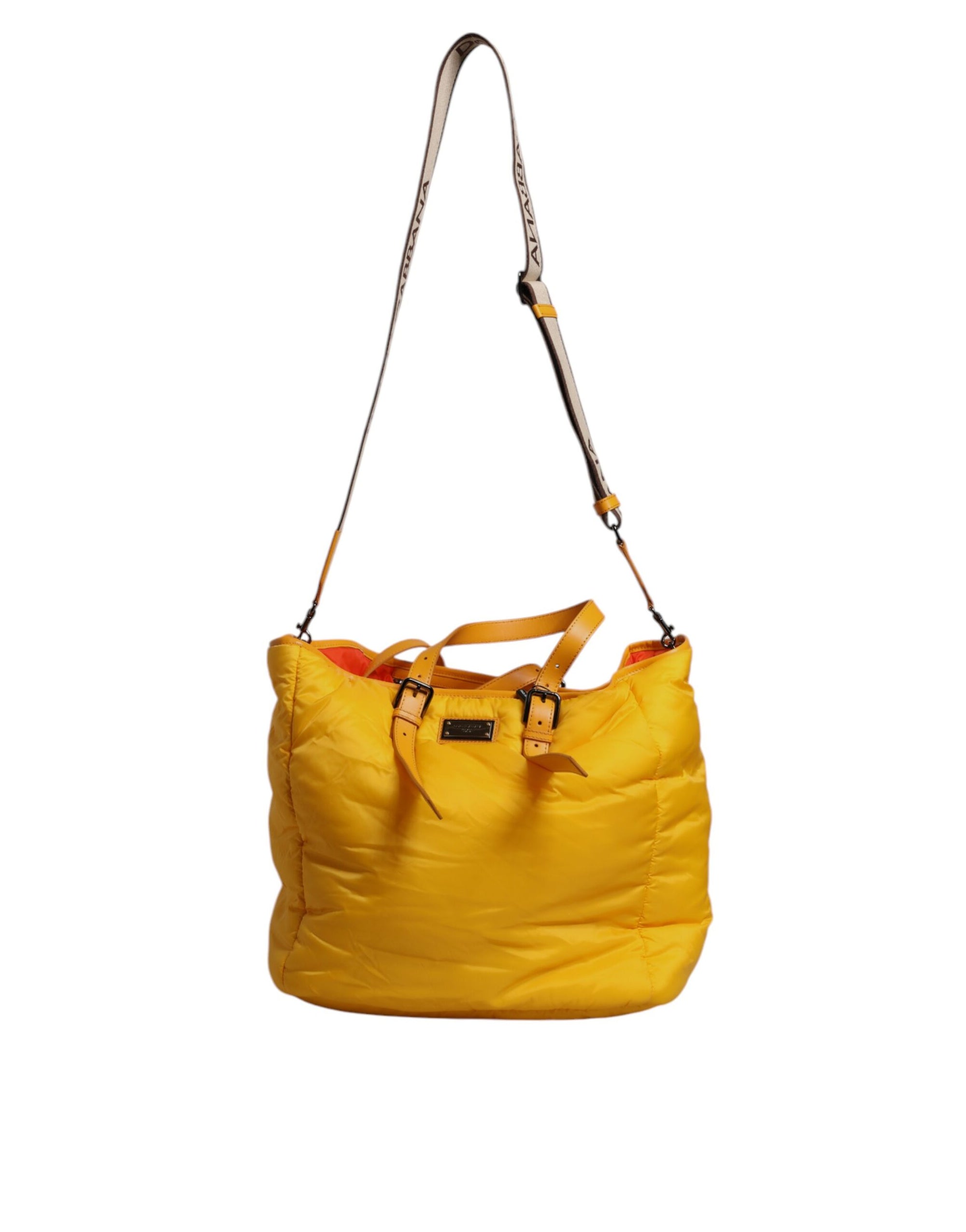 Dolce & Gabbana Yellow-Orange Nylon Shoulder Duffle Bag