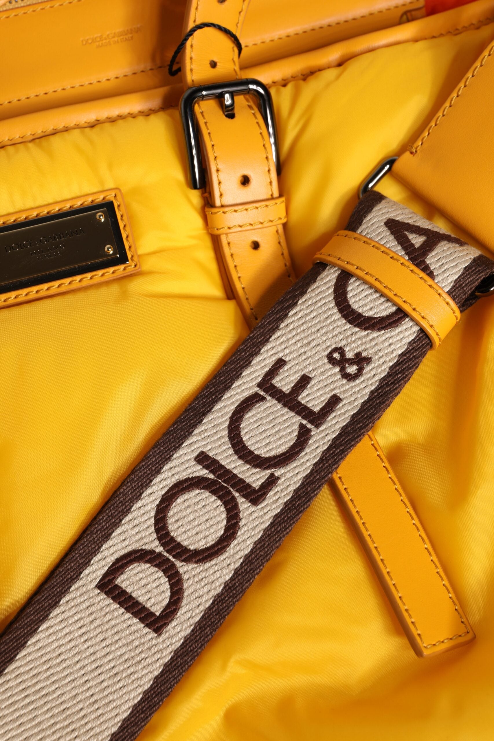 Dolce &amp; Gabbana Yellow-Orange Nylon Shoulder Duffle Bag
