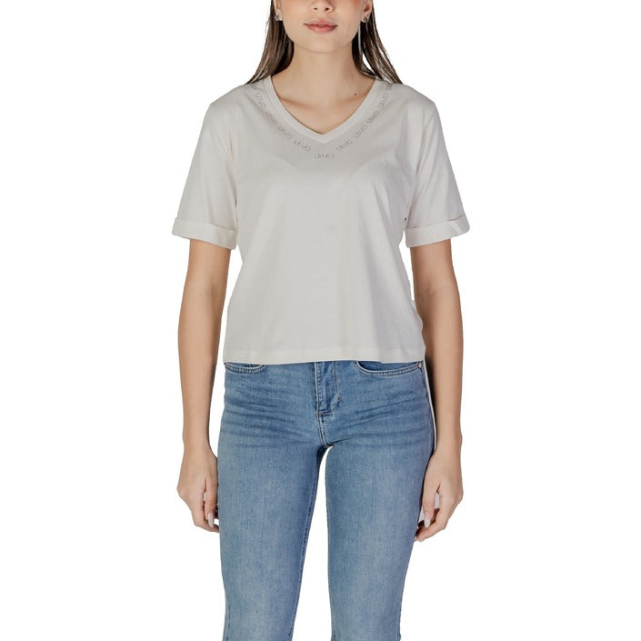 Liu Jo Logo V-Neckline Loose T-Shirt 100% Cotton