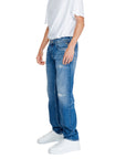 Replay Logo Distressed Ripped Light Wash Regular Fit Jeans