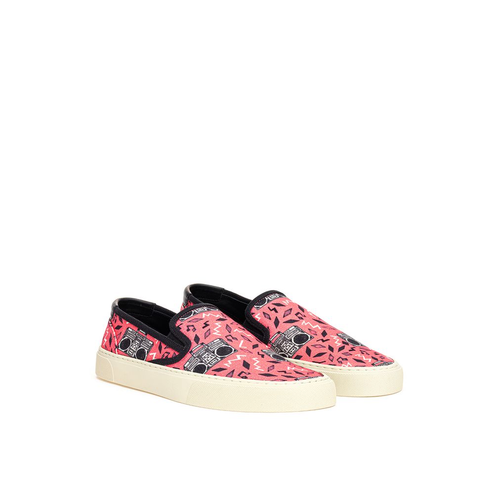Saint Laurent Retro Art Canvas Slip On Sneakers