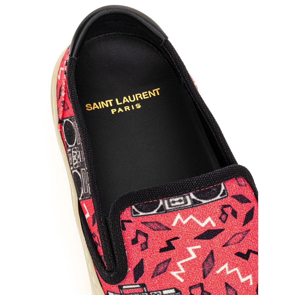 Saint Laurent Retro Art Canvas Slip On Sneakers
