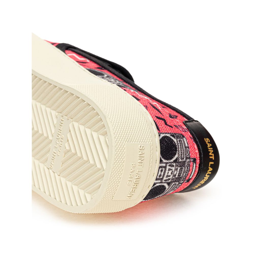 Saint Laurent Retro Art Canvas Slip On Sneakers
