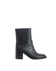 Burberry Black Leather Heeled Midi Ankle Boots