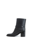 Burberry Black Leather Heeled Midi Ankle Boots