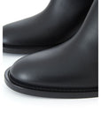 Burberry Black Leather Heeled Midi Ankle Boots