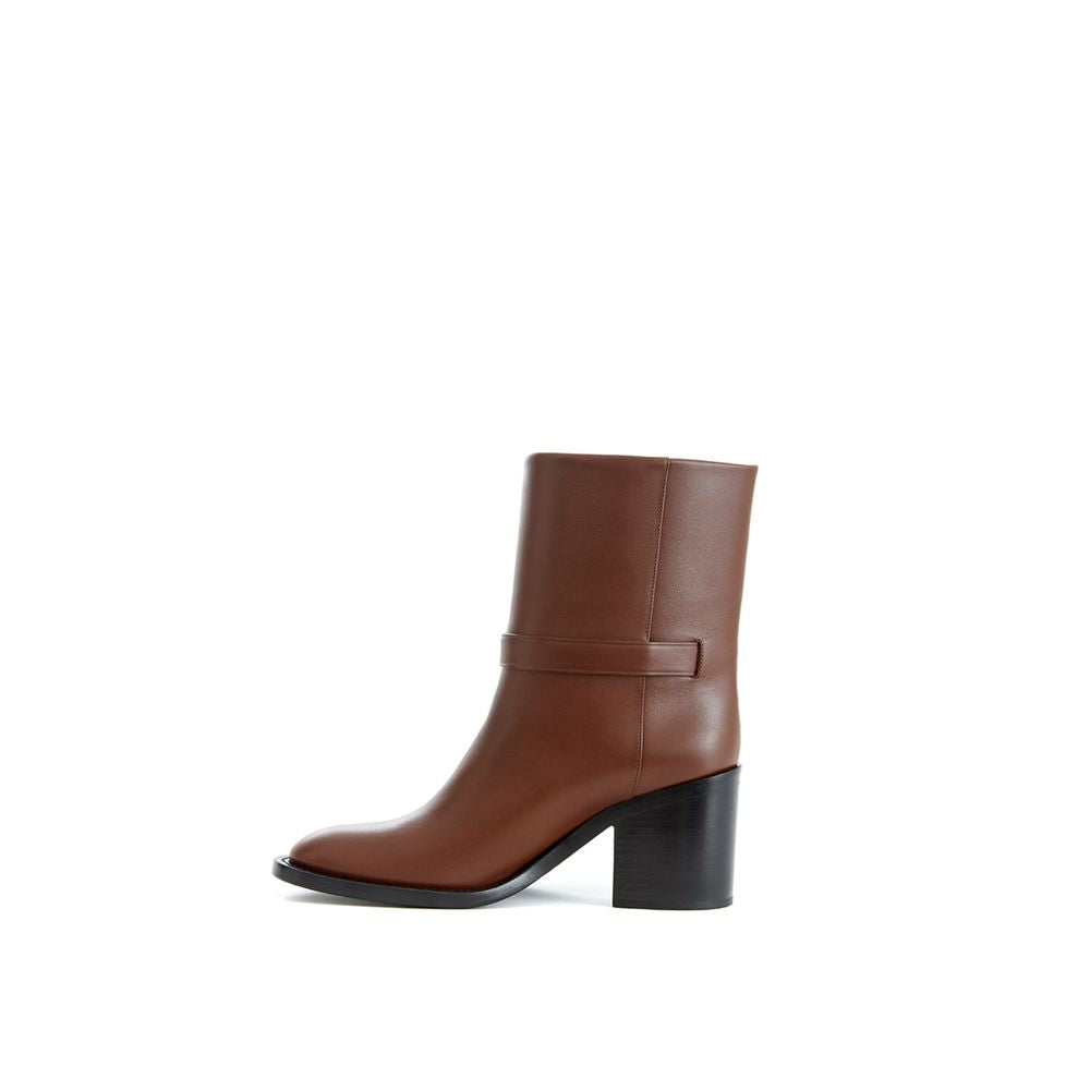 Burberry Chocolate Brown Leather Ankle Boots