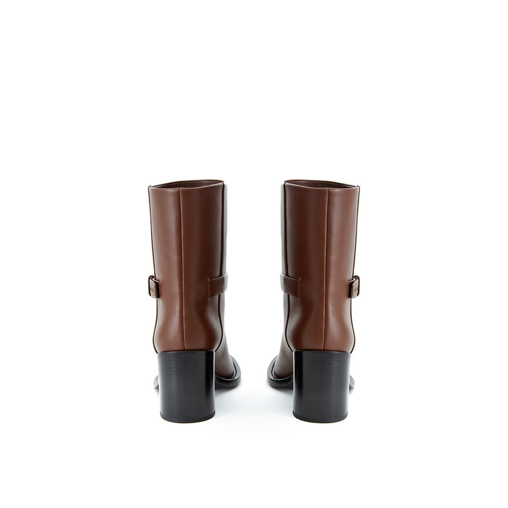 Burberry Chocolate Brown Leather Ankle Boots