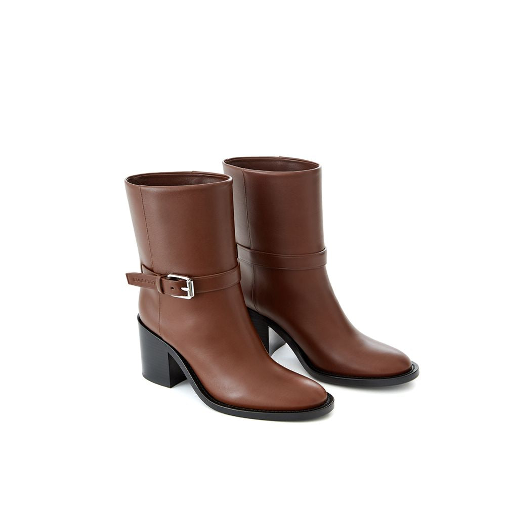 Burberry Chocolate Brown Leather Ankle Boots