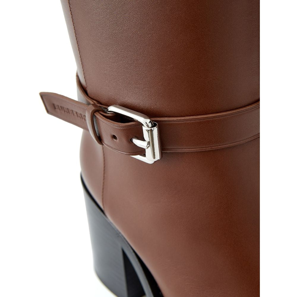 Burberry Chocolate Brown Leather Ankle Boots