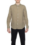 Gianni Lupo Geometric Short Collar 100% Linen Shirt