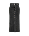 Only Front Buttoned Denim Midi-Maxi Skirt - Grey