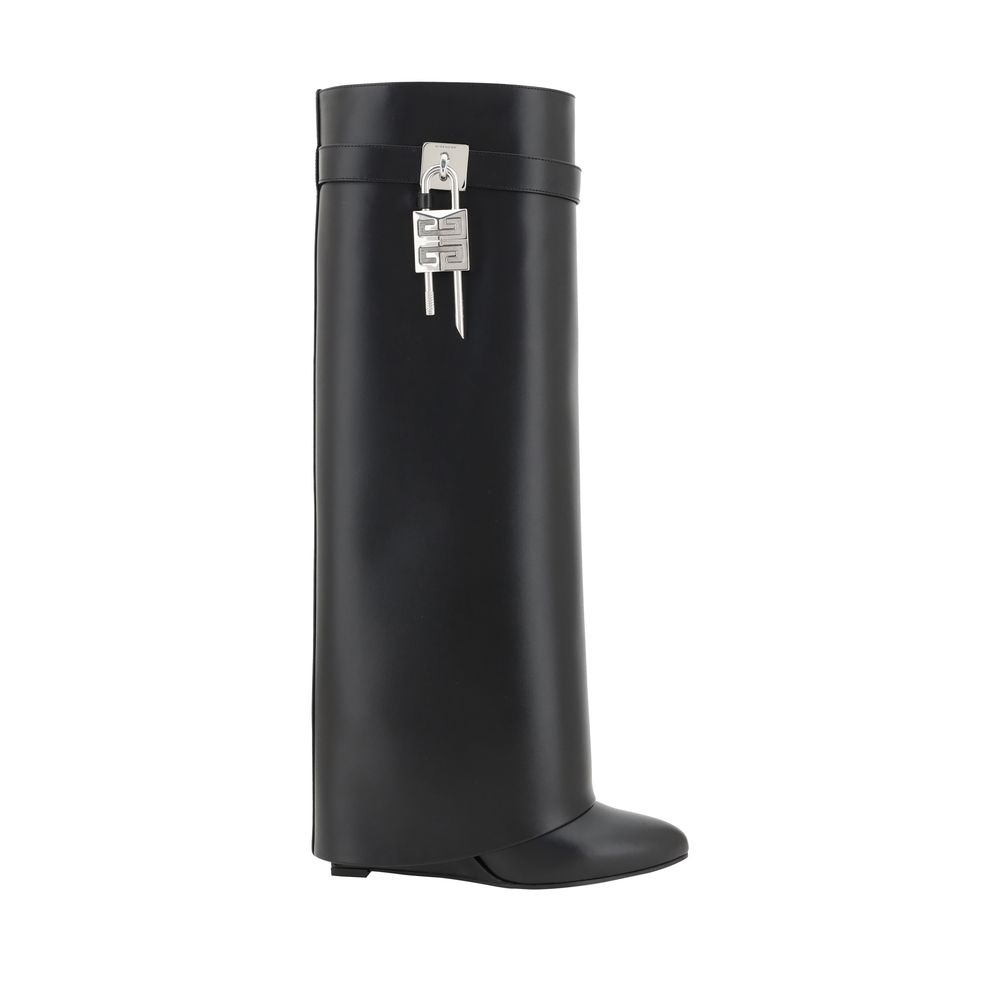 Givenchy Black Leather Wedge Knee-High Boots
