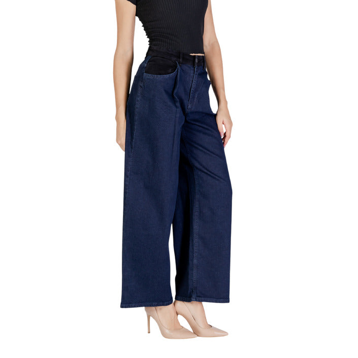 Ichi Logo High Waist Wide Leg Denim Jeans